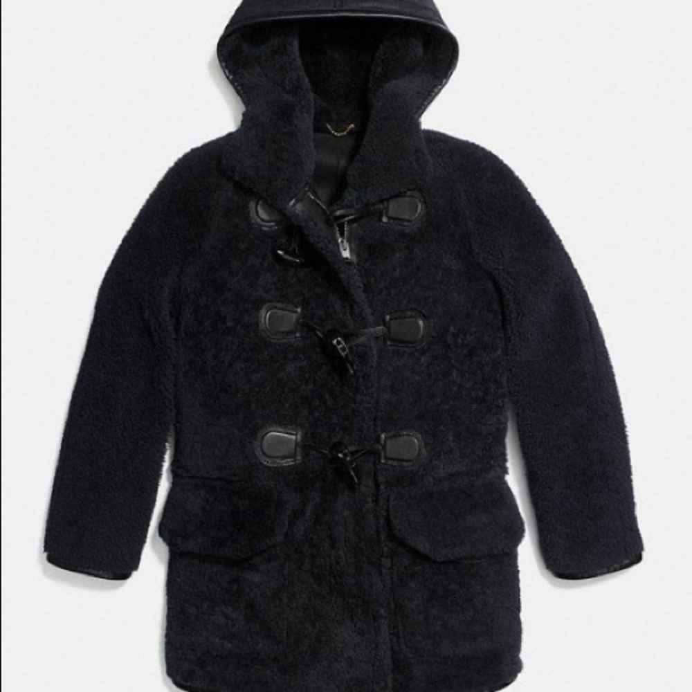 Coach 1941 Shearling Duffle Coat (“midnight navy”)